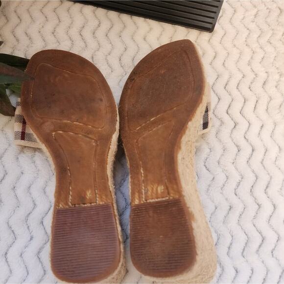 BURBERRY NOVACHECK PLAID CANVAS JUTE ESPADRILLES SIZE 37 6.5/7 - Picture 5 of 10